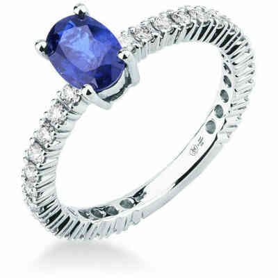 Anello Mirco Visconti solitario con zaggiro e diamanti Anello Mirco Visconti solitario con zaggiro e diamanti