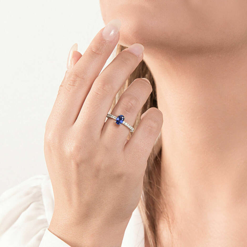 Anello Mirco Visconti solitario con zaggiro e diamanti