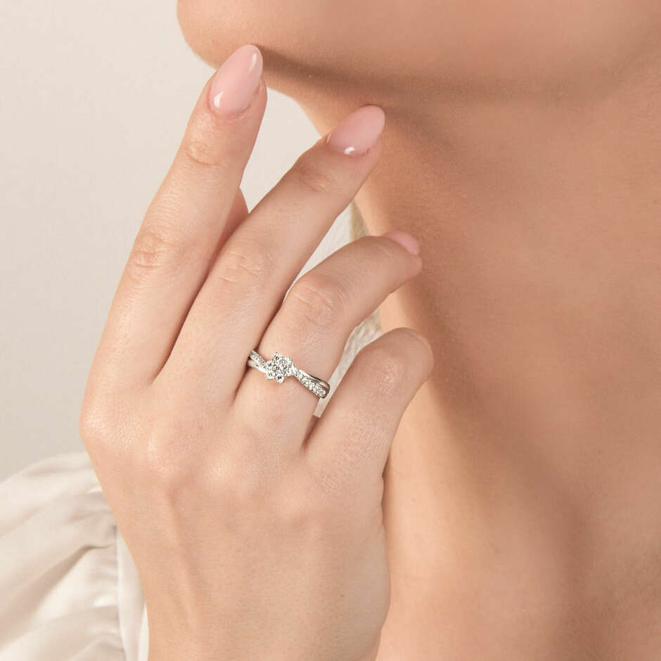 Anello Mirco Visconti solitario fiore con incrocio
