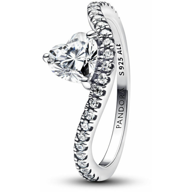 Anello Pandora con pavè e cuore ondulato Franco Cuomo Gioielli
