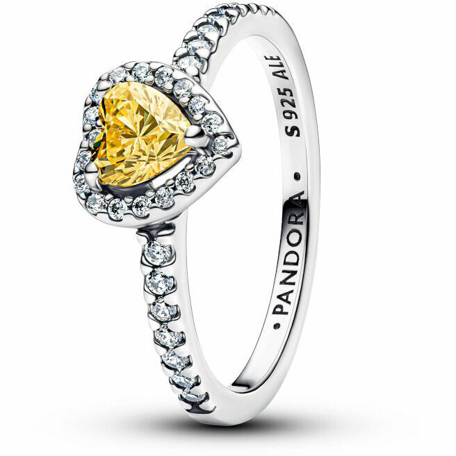 Anello Pandora Cuore in Rilievo Giallo