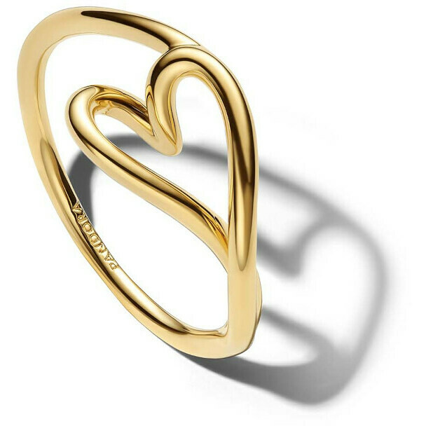 Anello Pandora Cuore piccolo Linea Sinuosa placcato in oro