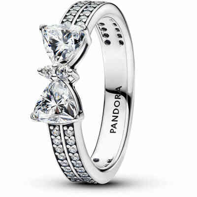 Anello Pandora Doppia Fascia Pavè con Fiocco Luminoso Anello Pandora Doppia Fascia Pavè con Fiocco Luminoso