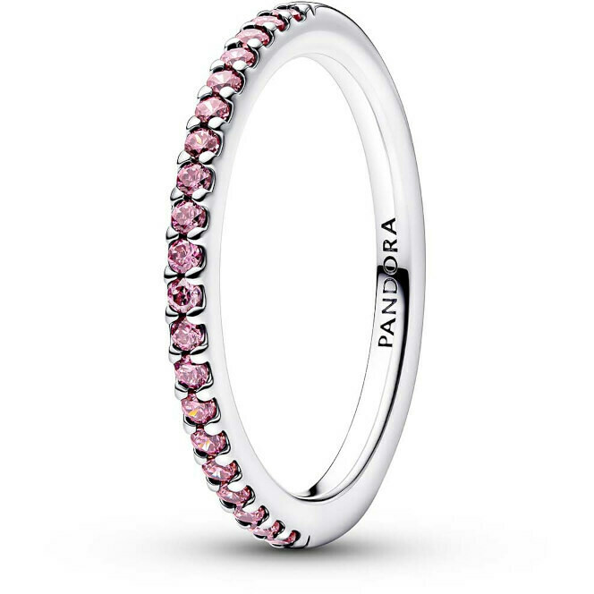 Anello Pandora Pavè Fascia Sottile Rosa