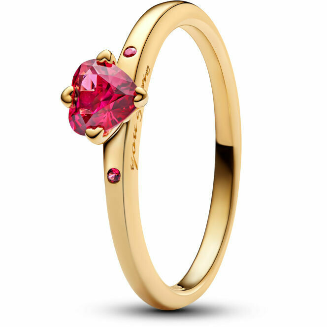 Anello Pandora Solitario Cuore Rosso