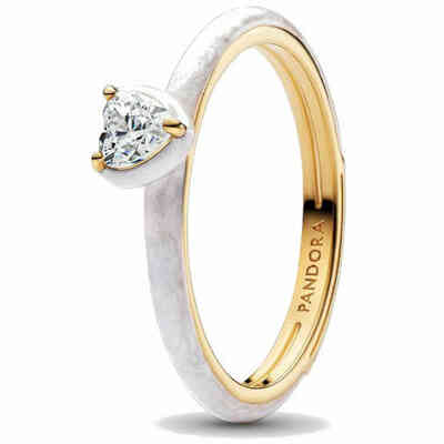 Anello Pandora White Chakra Heart placcato oro Anello Pandora White Chakra Heart placcato oro