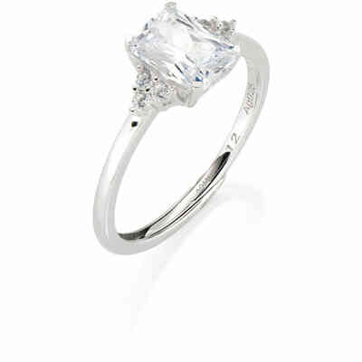 Anello regolabile Amen in argento e zirvoni bianchi Anello regolabile Amen in argento e zirvoni bianchi
