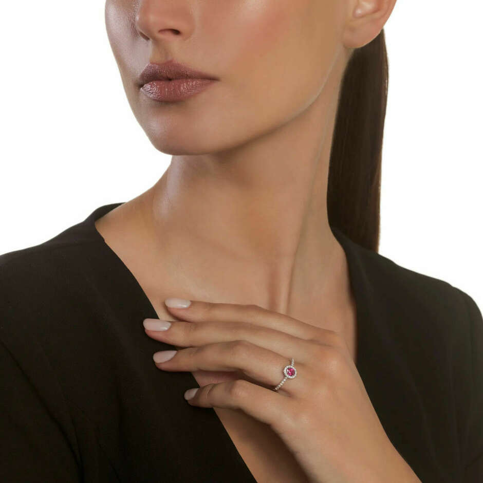 Anello Salvini Dora in oro bianco con diamanti e rubino