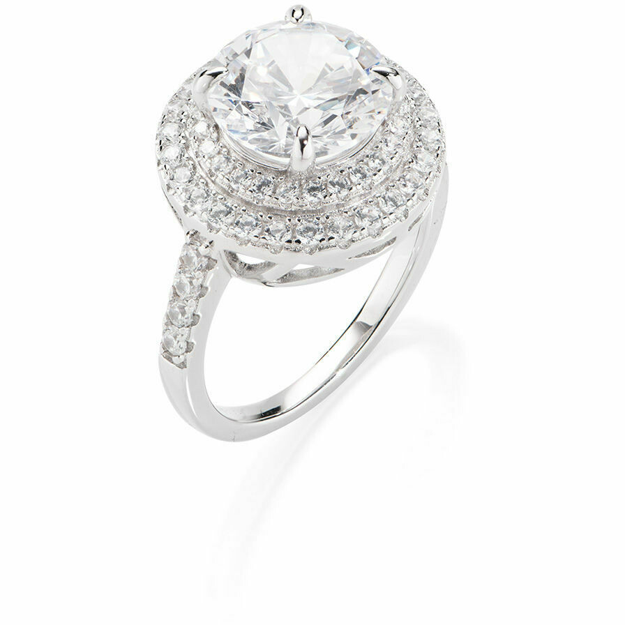 Anello solitario Amen Stardust in argernto e zirconi bianchi