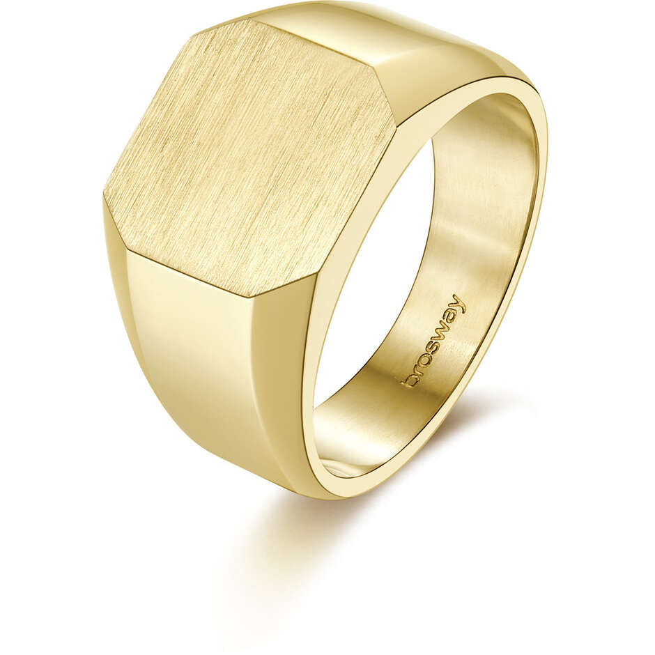 Anello uomo Brosway sigillo in acciaio 316L e finitura color oro