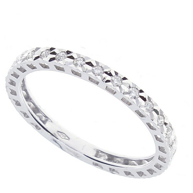 Anello veretta Bliss in oro bianco e diamanti