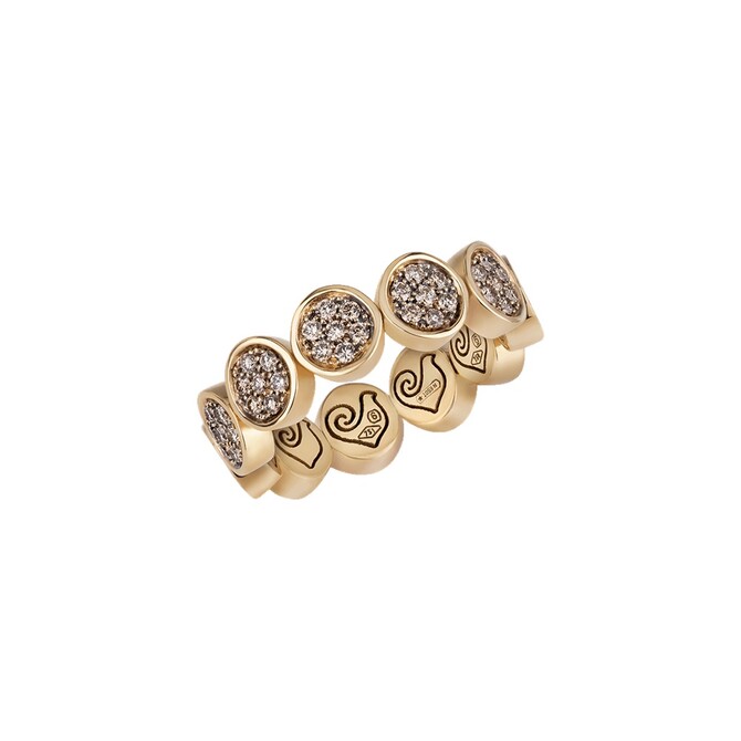 Anello veretta Chantecler Paillettes in oro giallo e diamanti Champagne