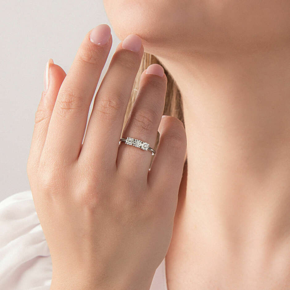 Anelo Mirco Visconti trilogy in white gold and diamonds