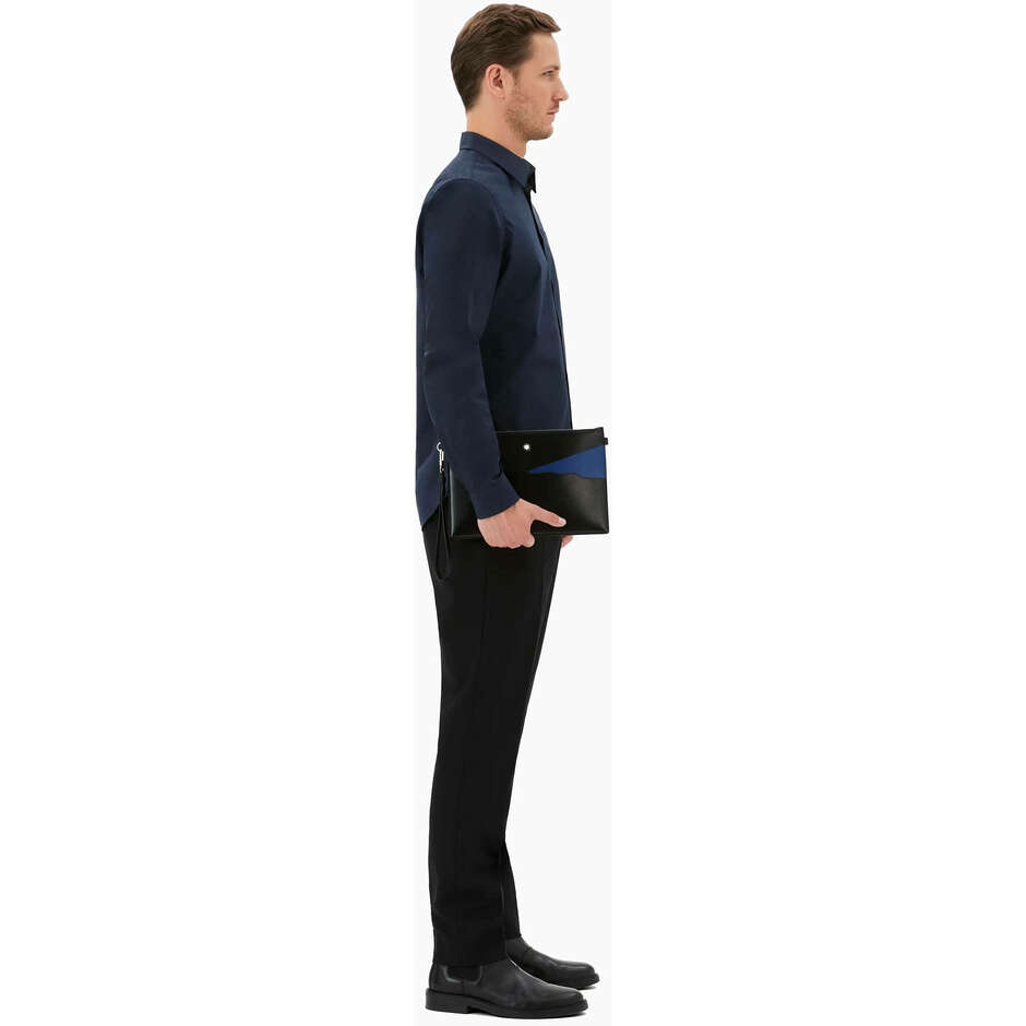 Astuccio Montblanc Meisterstuck in pelle nero e blu