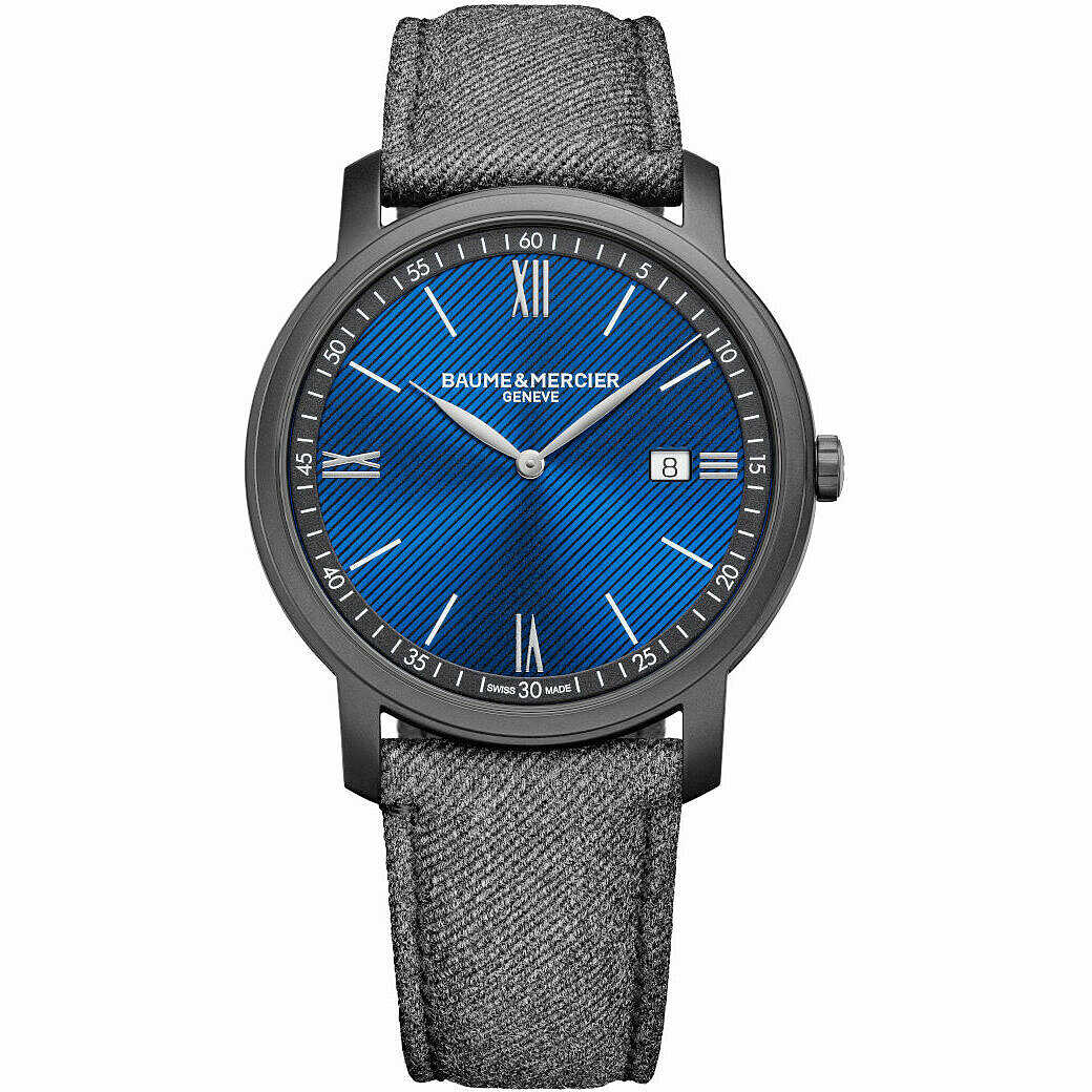 Baume Mercier Classima blackstell quartz watch with blue dial