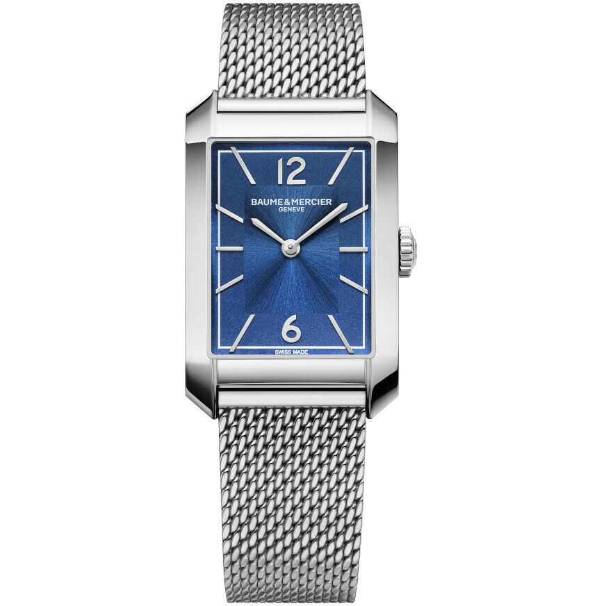 Baume Mercier Hampton Blue rectangular steel watch