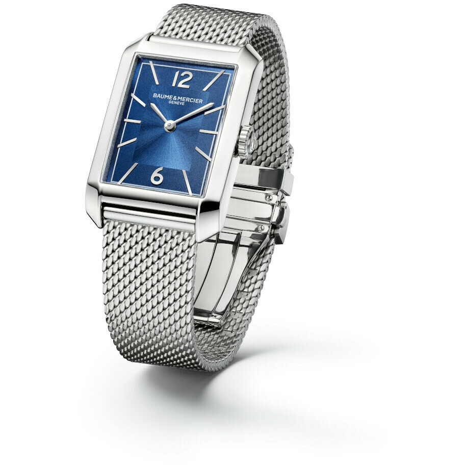 Baume&Mercier Hampton Blue rectangular steel watch