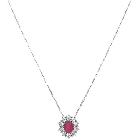 Bliss Charleston necklace in white gold Ruby and diamond outline