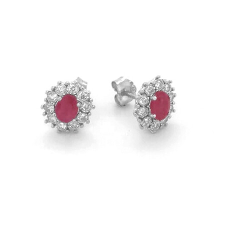 Bliss earrings in white gold, diamonds and rubies