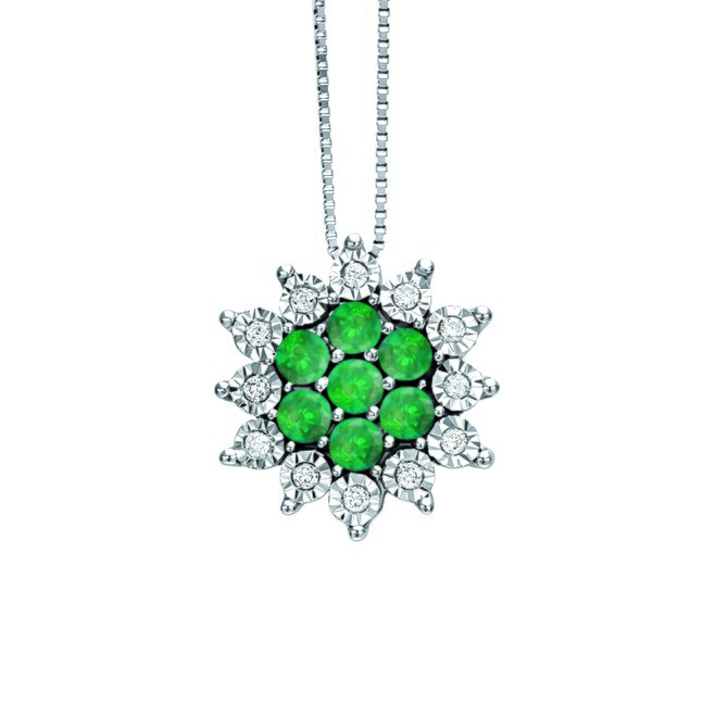 Bliss necklace in white gold, diamonds and emeralds