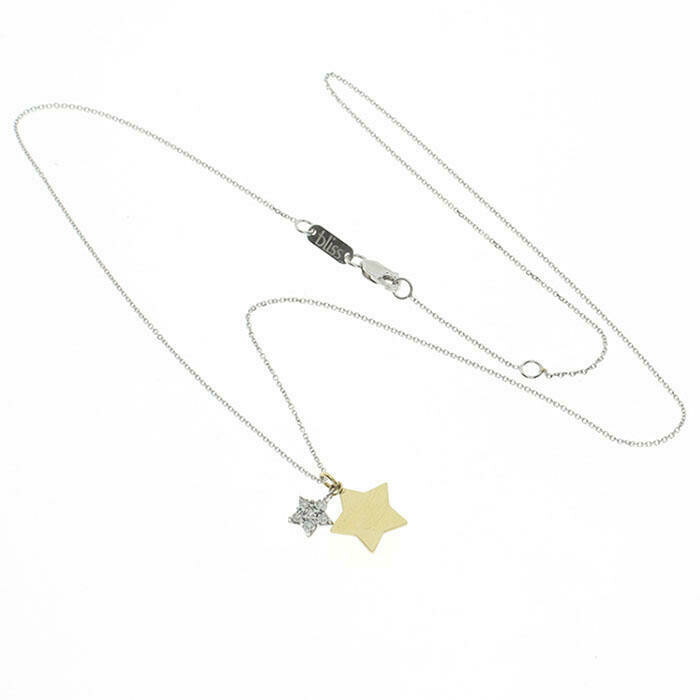 Bliss necklace with star pendant in white yellow gold and diamonds
