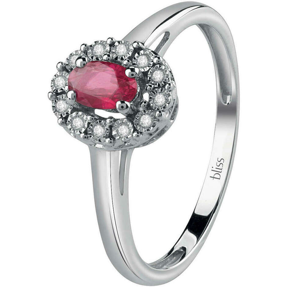 Bliss ring in white gold with oval ruby and diamonds