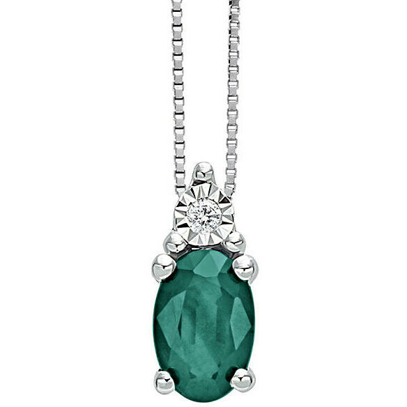 Bliss Rugiada necklace in white gold, diamonds and emerald