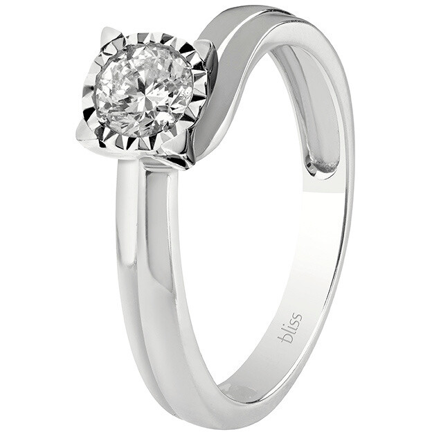 Bliss solitaire women's ring in white gold and diamonds