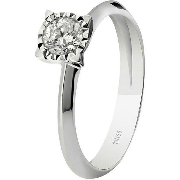 Bliss women's solitaire ring in white gold and diamonds