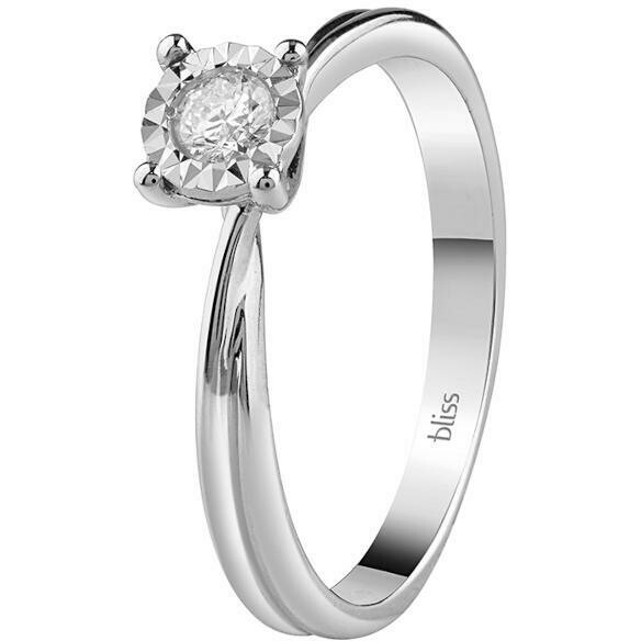 Bliss women's solitaire ring in white gold with diamond
