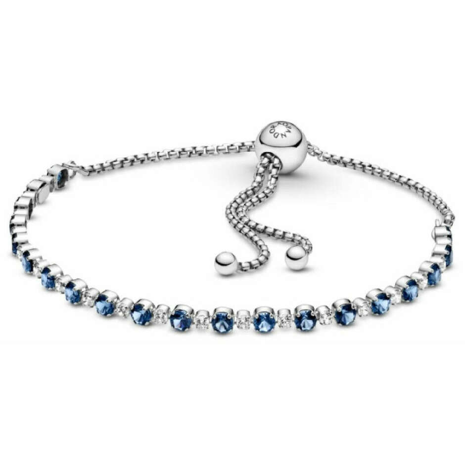 Blue Tennis Bracelet with Adjustable Clasp