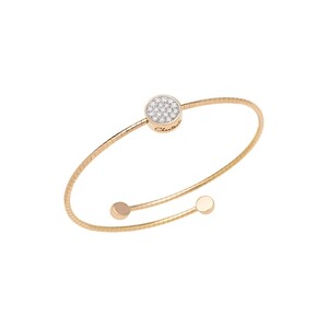 Bracciale a molla Chantecler Paillettes in oro rosa pavè di diamanti e smalto bianco Bracciale a molla Chantecler Paillettes in oro rosa pavè di diamanti e smalto bianco
