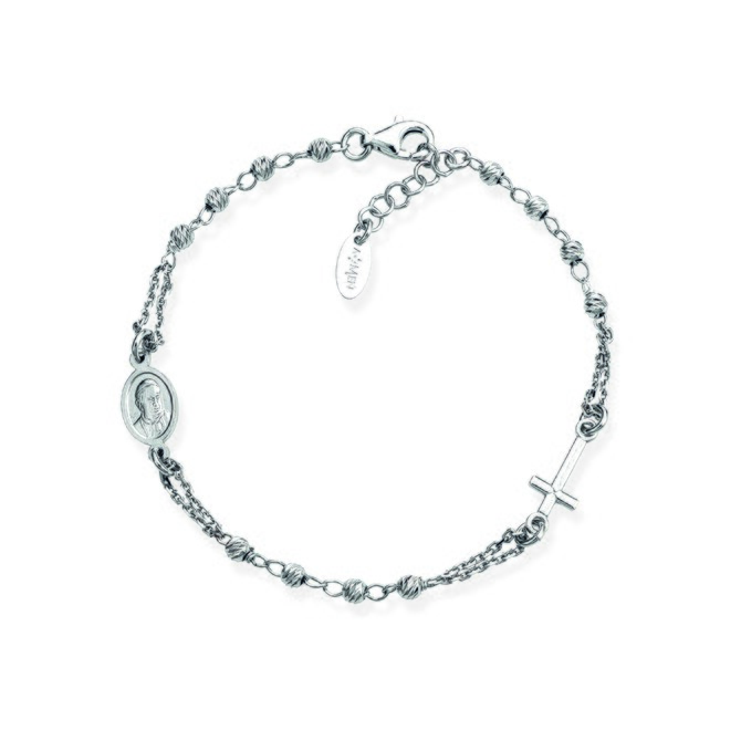 Bracciale Amen Rosario Argento Diamantato