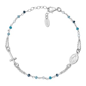 Bracciale Amen Rosario in Argento Cristalli Multicolor Azzurro Bracciale Amen Rosario in Argento Cristalli Multicolor Azzurro