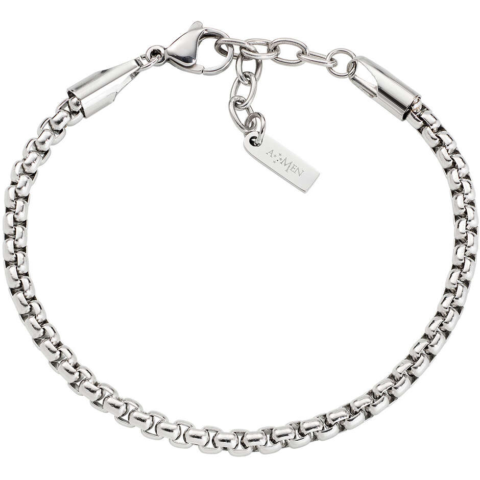 Bracciale Amen uomo in acciaio maglia a catena tonda