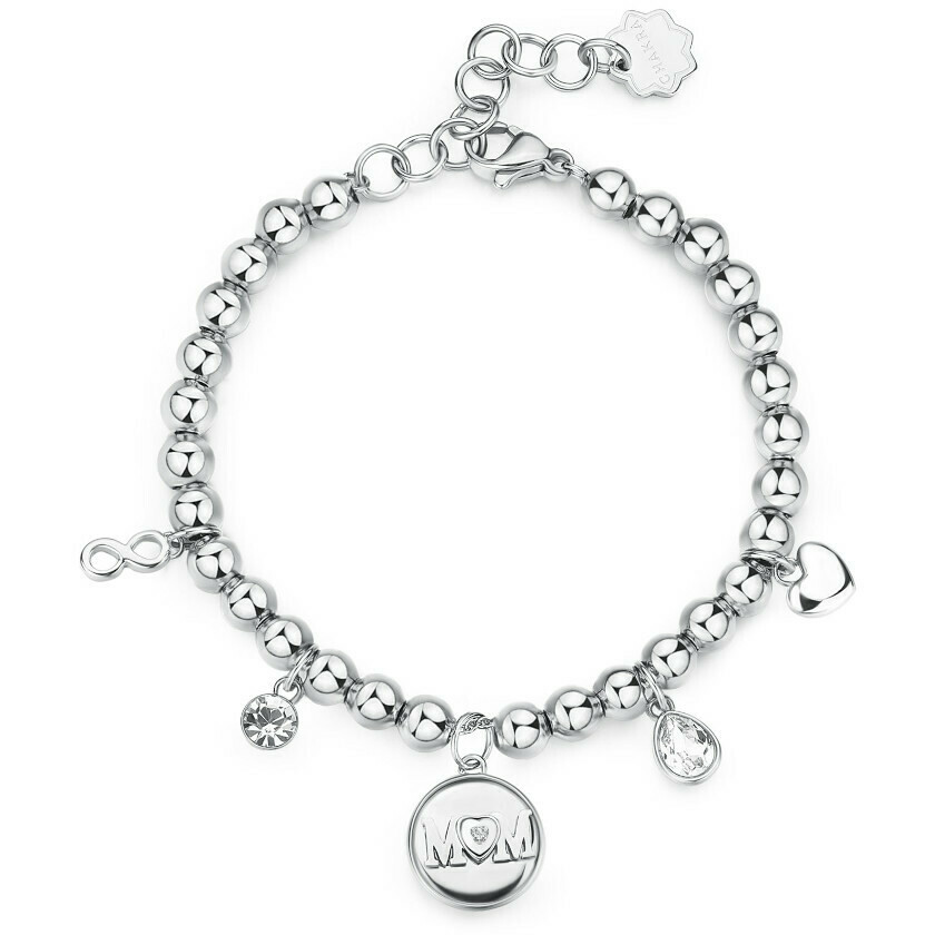 Bracciale Brosway Chakra maglia a pallini con charm e pendente Mamma