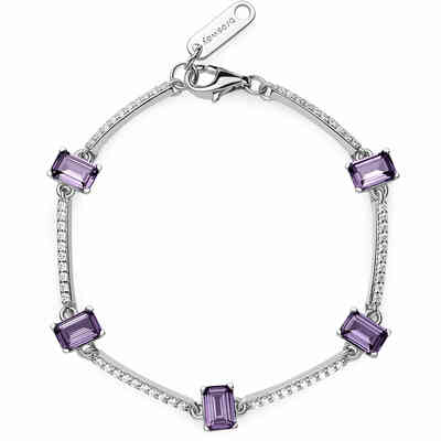 Bracciale Brosway Fancy in argento con baguette ametista e cristalli bianchi Bracciale Brosway Fancy in argento con baguette ametista e cristalli bianchi