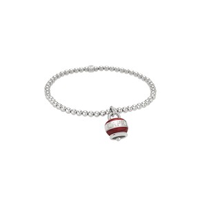 Bracciale Chantecler elastico campanella micro DOLCE VITA Capriness in argento e smalto bianco e rosso Bracciale Chantecler elastico campanella micro DOLCE VITA Capriness in argento e smalto bianco e rosso