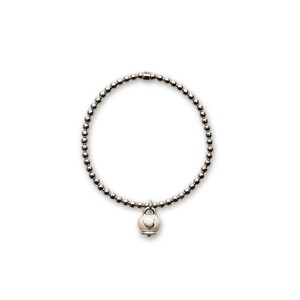 Bracciale Chantecler elastico con ciondolo campanella micro in argento e smalto bianco biglierina fissa Bracciale Chantecler elastico con ciondolo campanella micro in argento e smalto bianco biglierina fissa