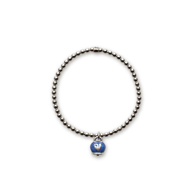 Bracciale Chantecler elastico in argento con campanella smalto blu
