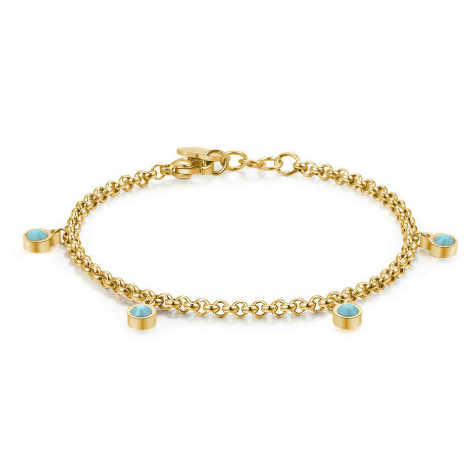 Bracciale da Donna in Acciaio Dorato con Pietre Turchesi Sagapo Luce