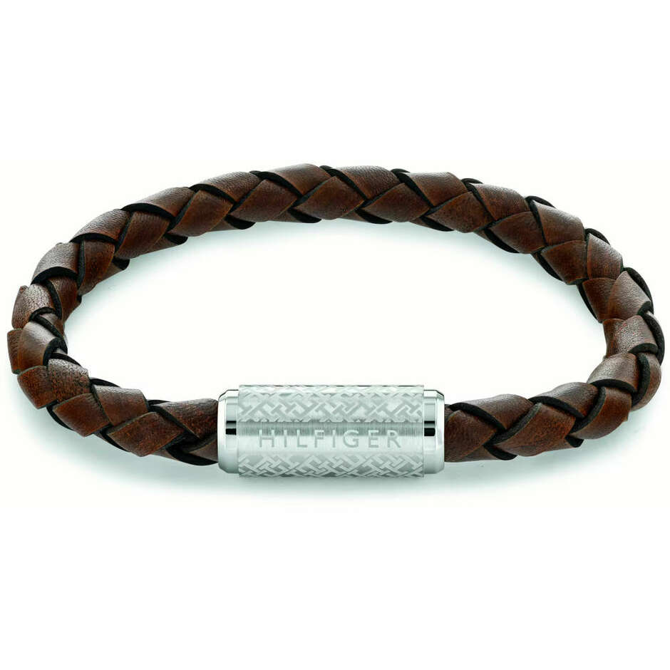 Bracciale da uomo Tommy Hilfiger in pelle marrone scuro