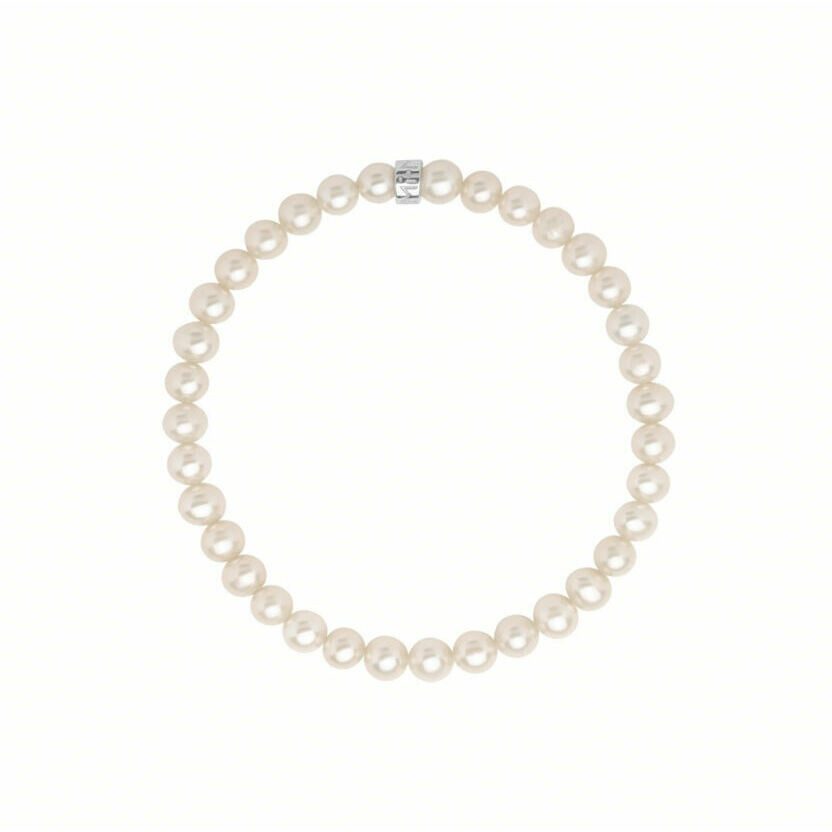 Bracciale elastica Mimi con perle bianche 5-6 mm