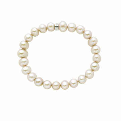 Bracciale elastica Mimi con perle bianche 7-8 mm Bracciale elastica Mimi con perle bianche 7-8 mm