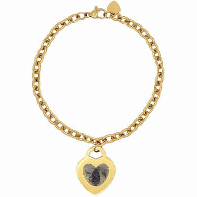 Bracciale Emotion dorato con cuore e impronta digitali smaltata Bracciale Emotion dorato con cuore e impronta digitali smaltata