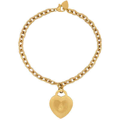 Bracciale Emotion dorato con cuore e impronta digitali Bracciale Emotion dorato con cuore e impronta digitali