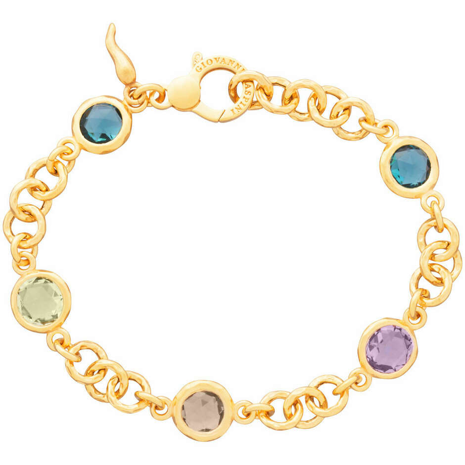 Bracciale Giovanni Raspini Loop in argento dorato e cristalli colorati