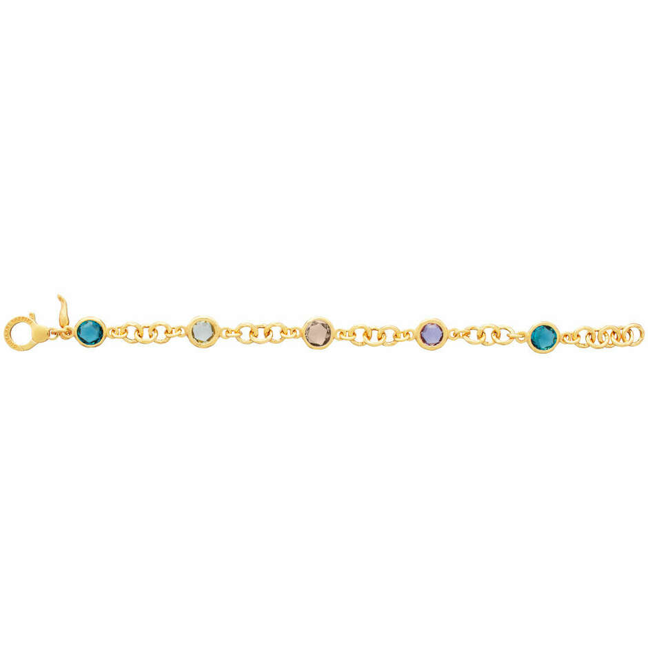 Bracciale Giovanni Raspini Loop in argento dorato e cristalli colorati