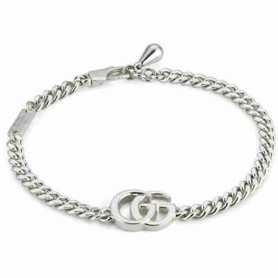 Bracciale Gucci GG Marmont in argento maglia a catena Bracciale Gucci GG Marmont in argento maglia a catena