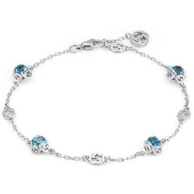 Bracciale In Oro Bianco e Topazi da Donna Gucci Interlogking Bracciale In Oro Bianco e Topazi da Donna Gucci Interlogking